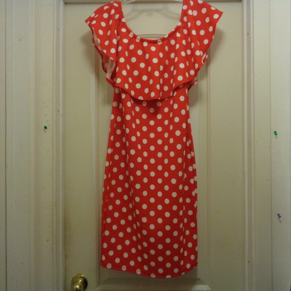 PINUP ROMANCE DARLING IN DOTS RUFFLES KNIT DRESS BY GOT STYLE X LG